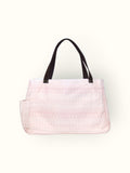 Bolsa Wallow Rosa com Alça de Couro Marrom Escuro