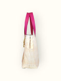 Bolsa Wallow Laranja com Alça de Couro Rosa