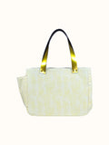 Bolsa Nuna Amarelo com Alças de Couro Dourada