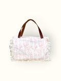 Bolsa Wallow Rosa com Alça de Couro Marrom com Zíper
