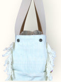 Bolsa Wallow Aqua com Alça de Couro Off White com Zíper