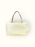 Bolsa Wallow Amarela com Alça de Couro Off White com Zíper
