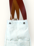 Bolsa Wallow Aqua com Alça de Couro Marrom