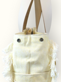 Bolsa Wallow Amarela com Alça de Couro Off White com Zíper