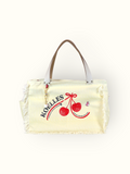 Bolsa Wallow Amarela com Alça de Couro Off White com Zíper