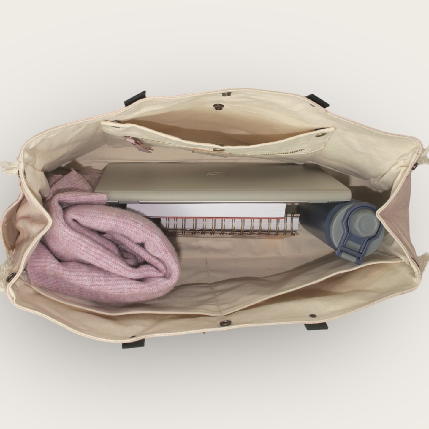 Bolsa Wallow Bege com Alça de Couro Vermelho