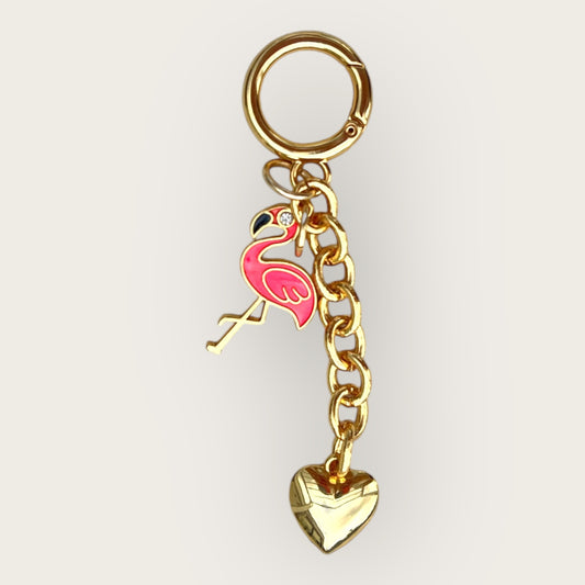 Chaveiro Dourado de Flamingo