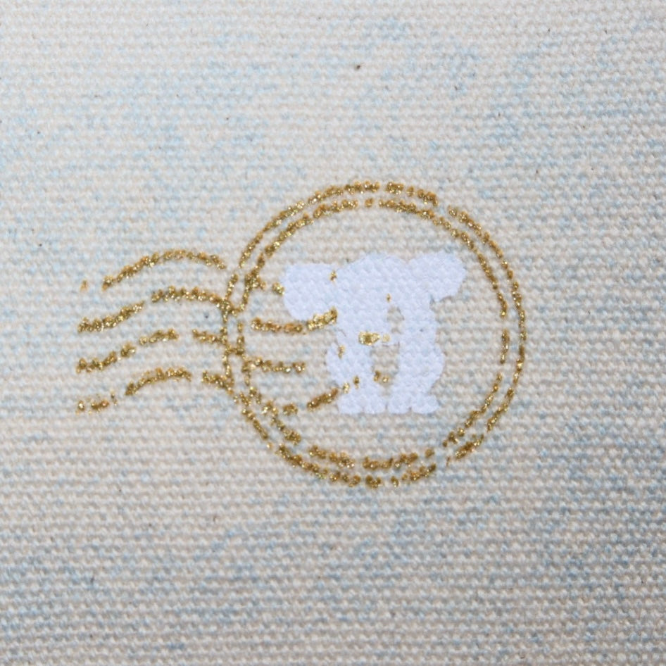 Necessaire Flat Azul Estampada (Dourado e Branco)