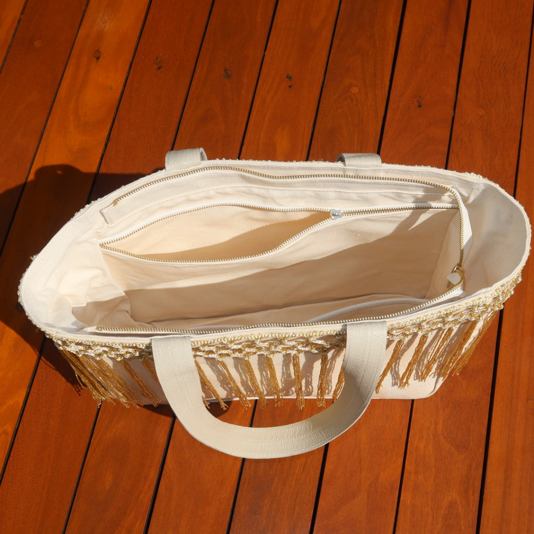 Bolsa Wallow Bege Gold Edition com Zíper