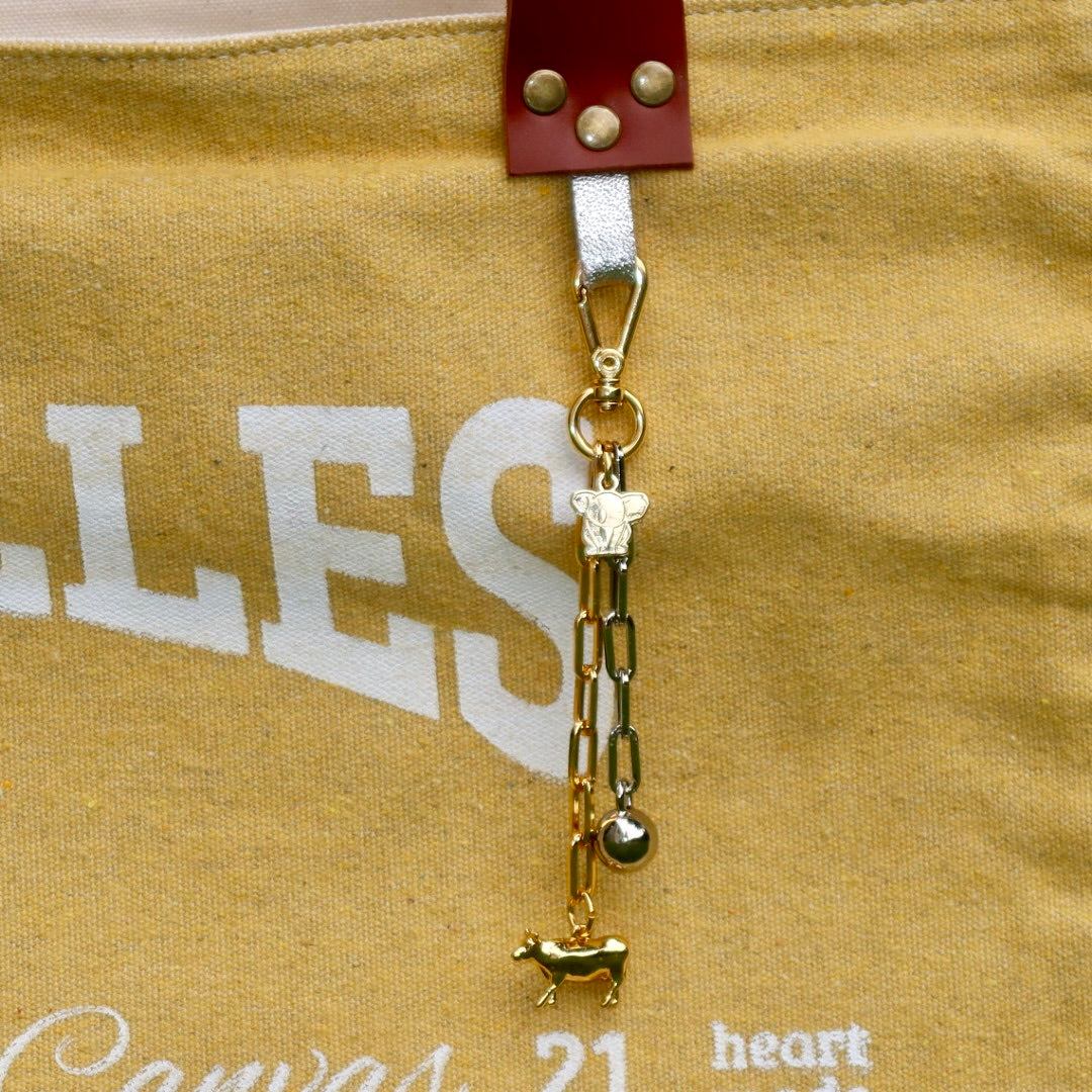 Bolsa Wallow Mostarda com Alça de Couro Marrom com Zíper