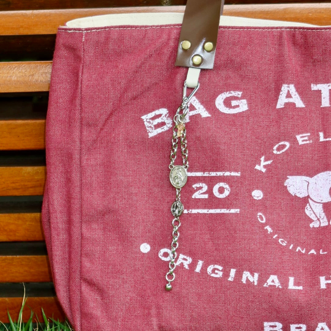 Bolsa Wallow Vinho com Alça de Couro Marrom Escuro