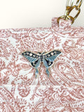 Bolsa Katrin Arabesque Terracota com Alças de Corrente e Couro Marrom Escuro