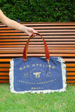 Bolsa Wallow Jeans com Alça de Couro Marrom