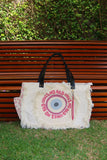 Bolsa Wallow Good Vibes Rosa com Alça de Couro Preto com Zíper