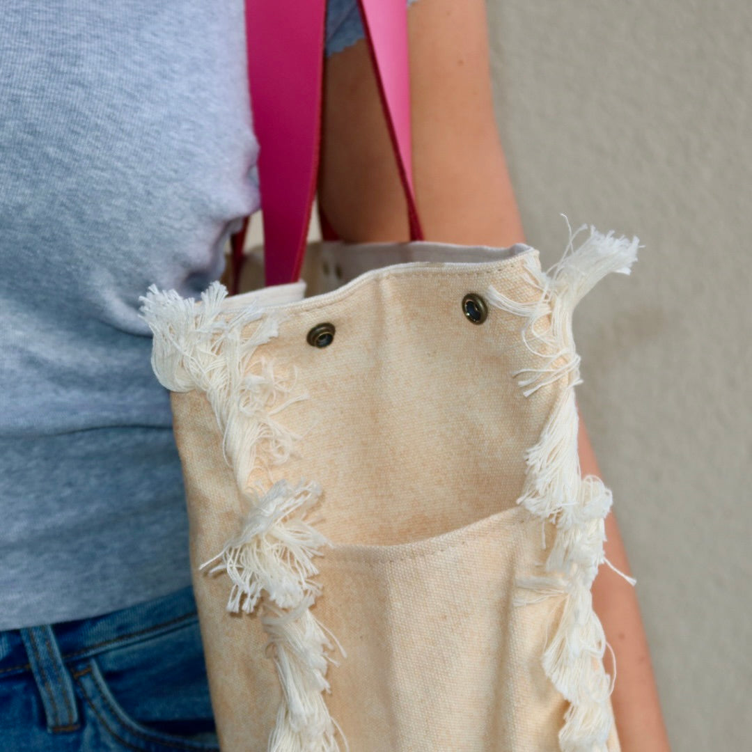 Bolsa Wallow Laranja com Alça de Couro Rosa com Zíper
