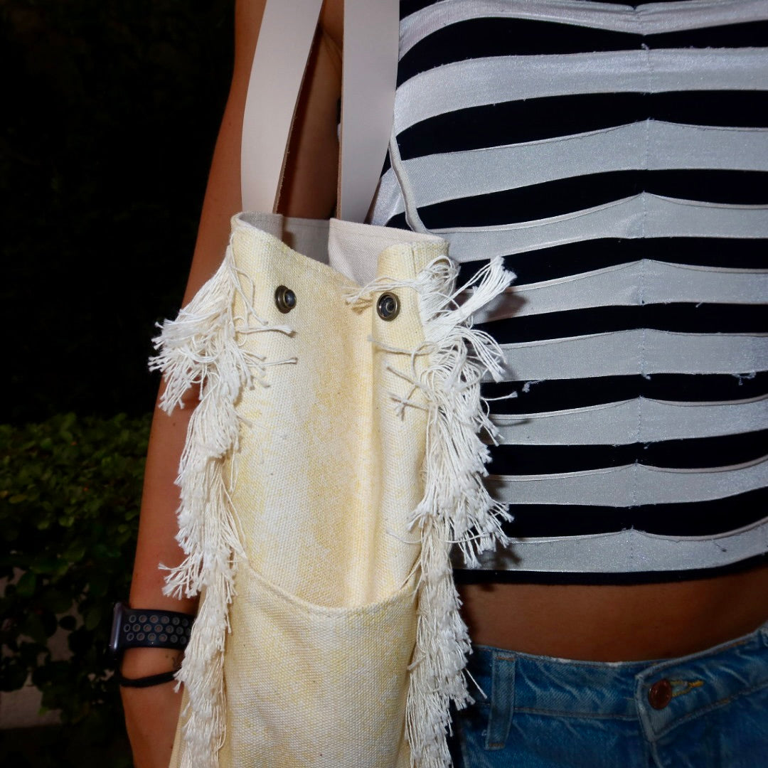 Bolsa Wallow Amarelo com Alça de Couro Off White