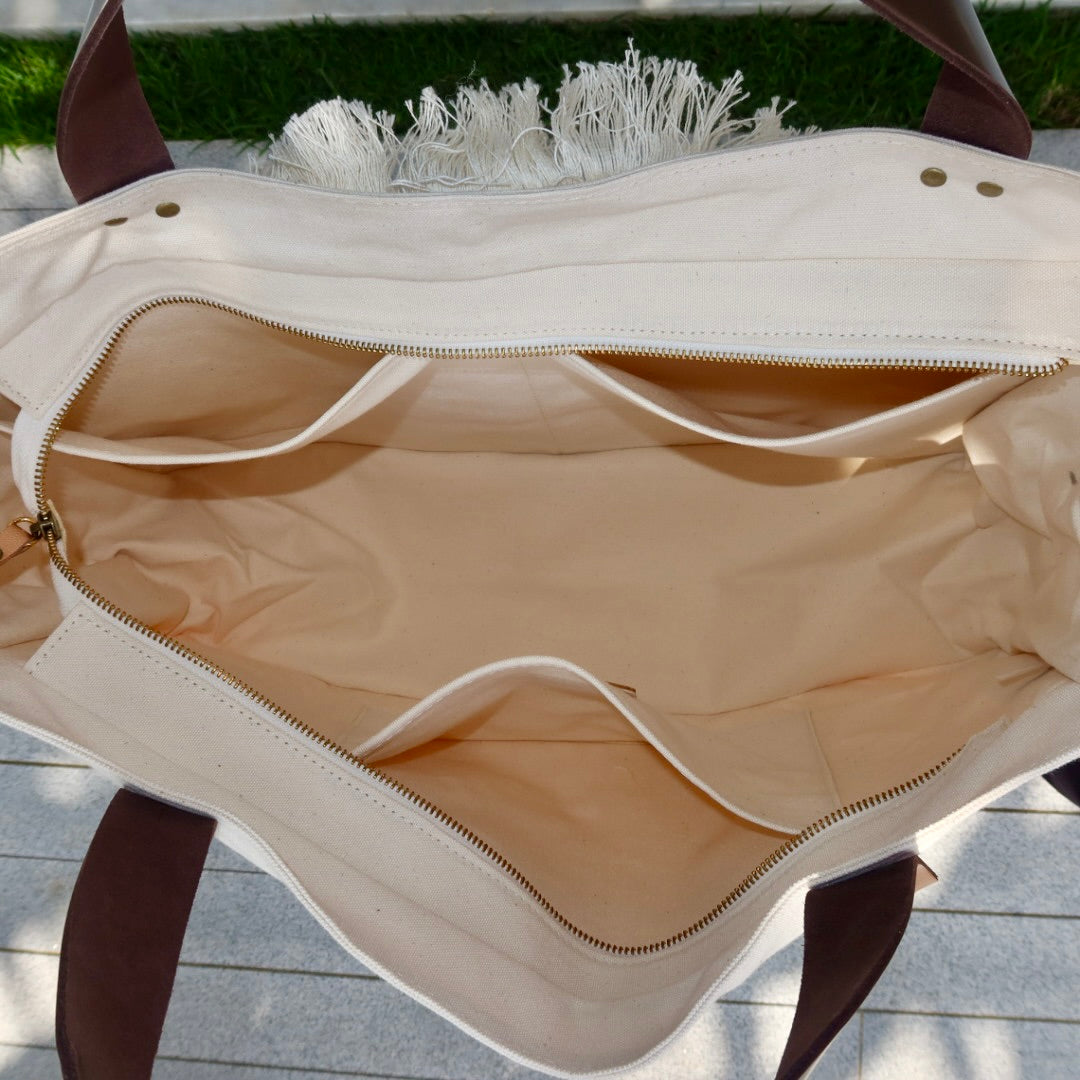 Bolsa Wallow Good Vibes Rosa com Alça de Couro Marrom Escuro com Zíper