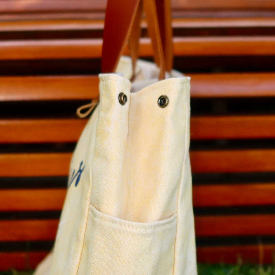 Bolsa Wallow Amarelo com Alça de Couro Marrom