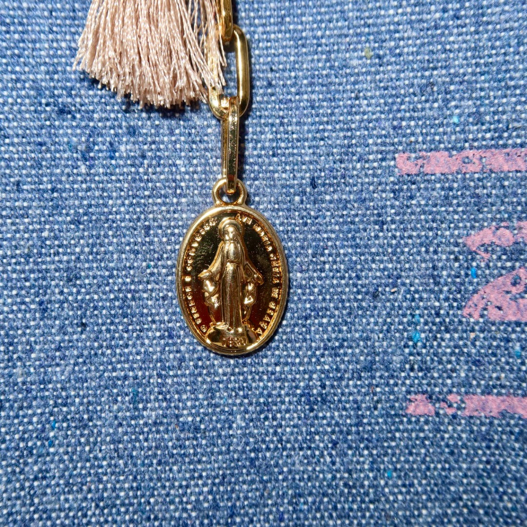 Bolsa Wallow Jeans Claro com Alça de Couro Pêssego