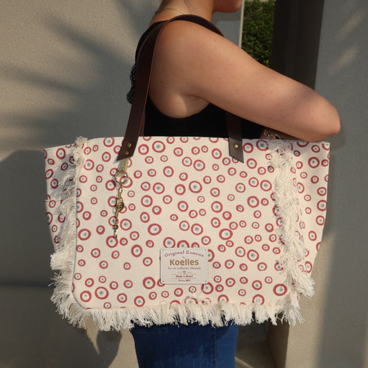 Bolsa Nuna Good Vibes Vermelho com Alças de Couro Marrom
