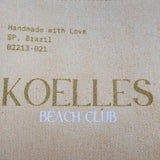 Necessaire Flat Bege Estampada (Dourado e Branco)