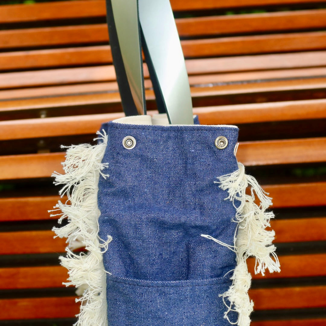 Bolsa Wallow Jeans com Alça de Couro Prata