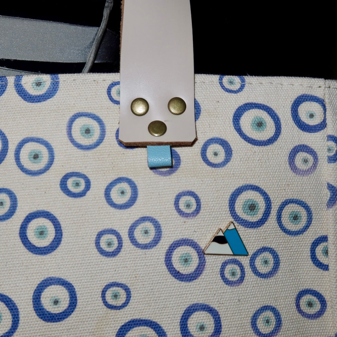 Bolsa Nuna Good Vibes Azul com Alças de Couro Off White