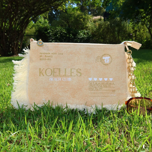 Necessaire Flat Laranja Estampada (Dourado e Branco)