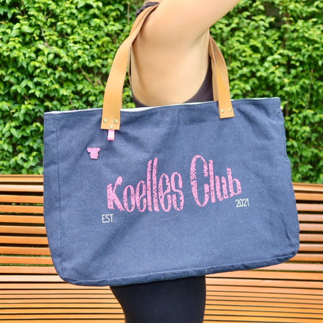 Bolsa Wallow Marinho com Alça de Couro Caramelo