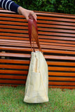 Bolsa Wallow Amarelo com Alça de Couro Marrom