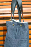 Bolsa Wallow Jeans Preto com Alça de Couro Preto