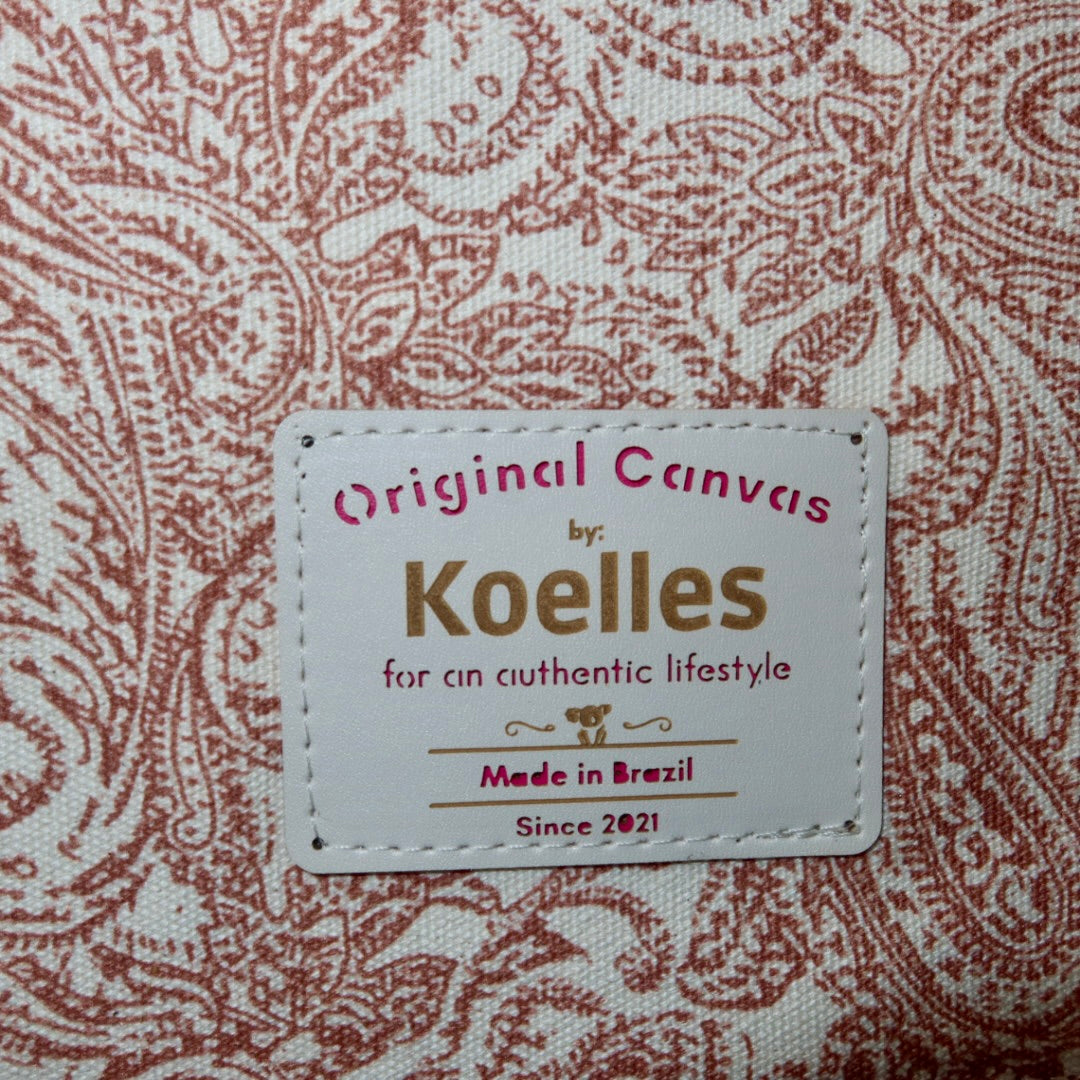 Bolsa Katrin Arabesque Terracota com Alças de Corrente e Couro Rosa Claro