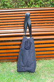 Bolsa Wallow Jeans Preto com Alça de Couro Preto