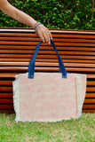 Bolsa Nuna Rosa com Alças de Couro Marinho com Zíper
