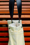 Bolsa Nuna Amarelo com Alças de Couro Preto