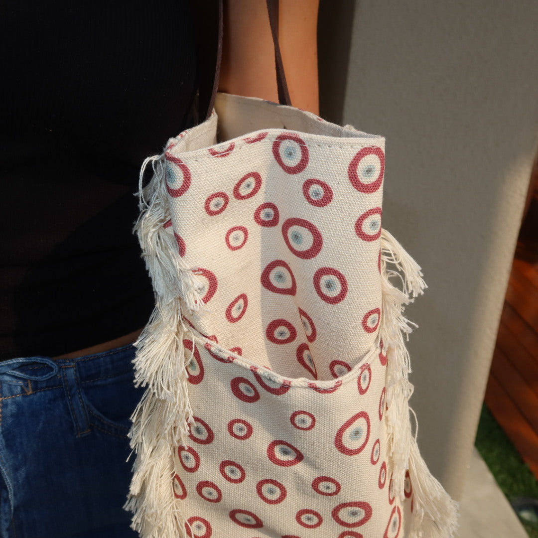 Bolsa Nuna Good Vibes Vermelho com Alças de Couro Marrom