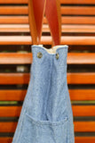 Bolsa Wallow Jeans Claro com Alça de Couro Marrom