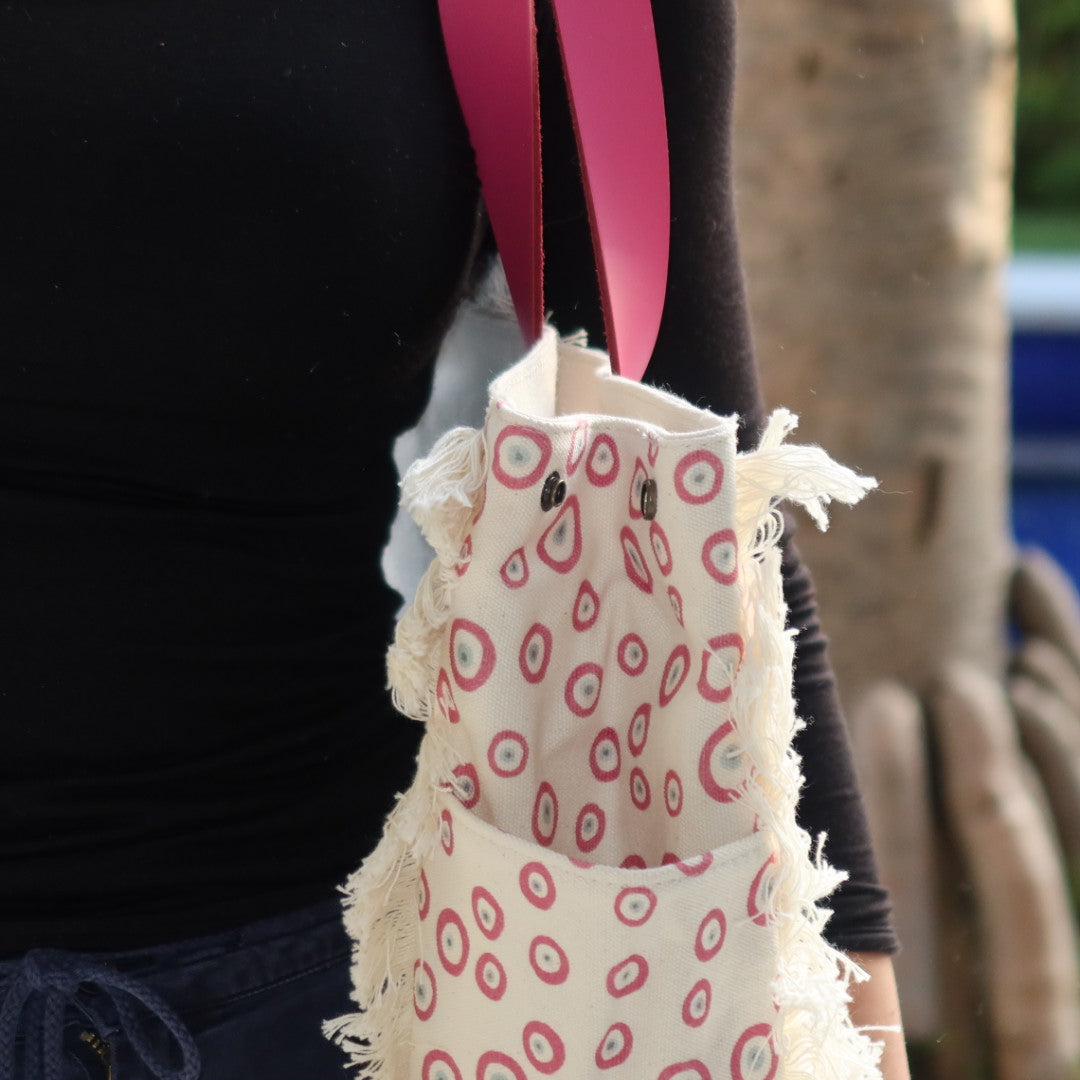 Bolsa Wallow Good Vibes Rosa com Alça de Couro Rosa com Zíper