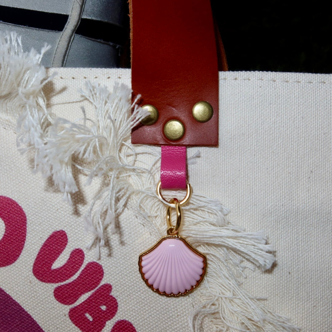 Bolsa Wallow Good Vibes Rosa com Alça de Couro Marrom com Zíper