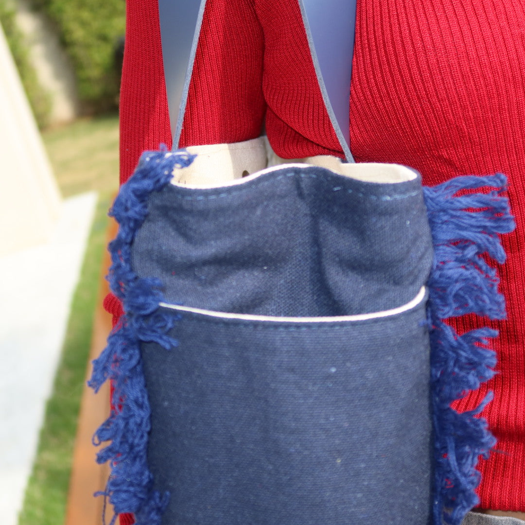 Bolsa Nuna Marinho com Alças de Couro Marinho