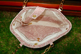 Bolsa Katrin Arabesque Terracota com Alças de Corrente e Couro Bege