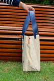 Bolsa Nuna Laranja com Alças de Couro Marinho