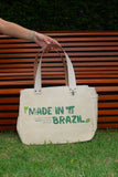 Bolsa Nuna Bege com Alças de Couro Off White