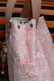 Bolsa Wallow Arabesque Rosa com Alça de Couro Bege