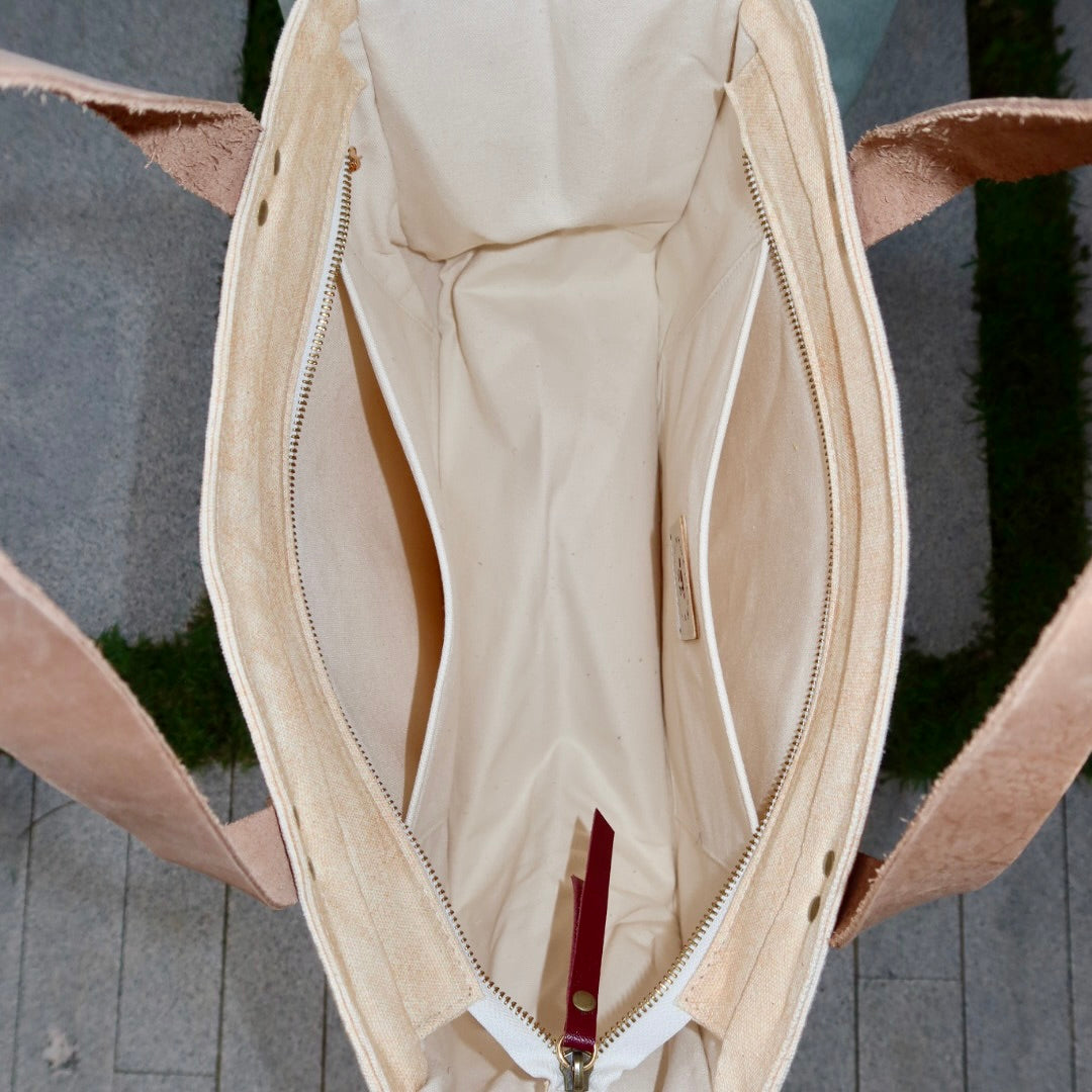 Bolsa Nuna Laranja com Alças de Couro Dourada