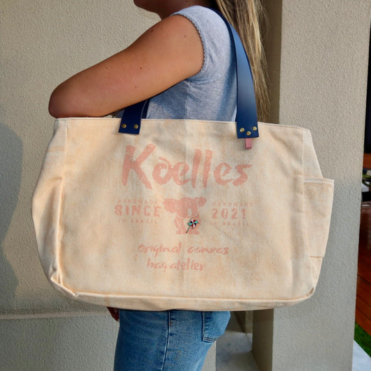 Bolsa Wallow Laranja com Alça de Couro Marinho