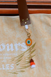 Bolsa Wallow Laranja com Alça de Couro Marrom Escuro