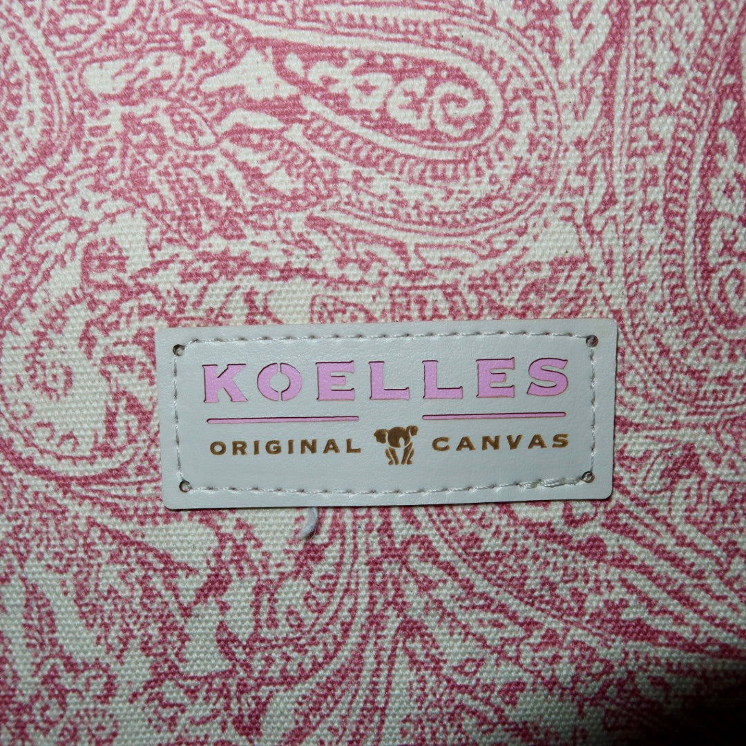 Bolsa Katrin Arabesque Rosa com Alças de Corrente e Couro Marrom Escuro