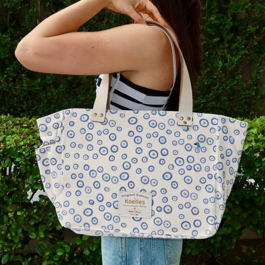 Bolsa Nuna Good Vibes Azul com Alças de Couro Off White