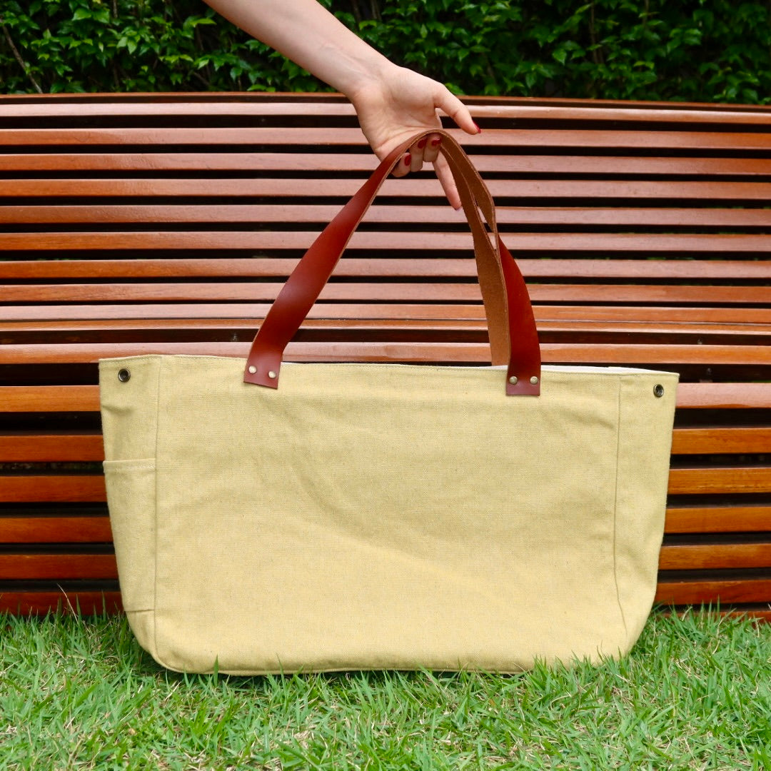 Bolsa Wallow Mostarda com Alça de Couro Marrom com Zíper